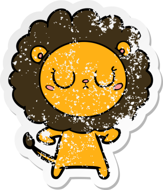 Bir insan tarafından çizilmiş karikatür aslanının sıkıntılı çıkartması.