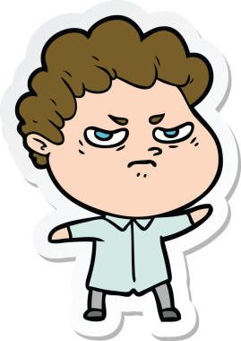 Bir insan tarafından çizilmiş kızgın bir adamın çıkartması.