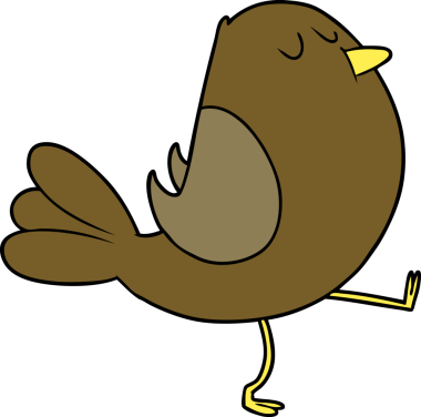 Bir insan tarafından çizilmiş çizgi film kuşu.