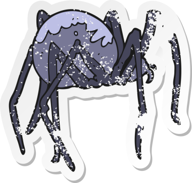 Bir insan tarafından çizilmiş ürkünç bir örümceğin gerilmiş çıkartması.