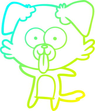 Bir insan tarafından çizilmiş dilli çizgi film köpeği çizimi.