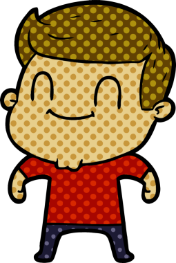 Bir insan tarafından çizilmiş çizgi film dostu bir adam.