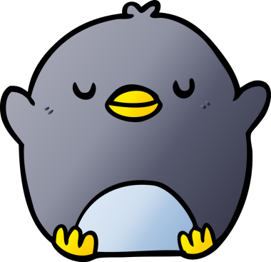 Bir insan tarafından çizilmiş sevimli penguen çizgi filmi.