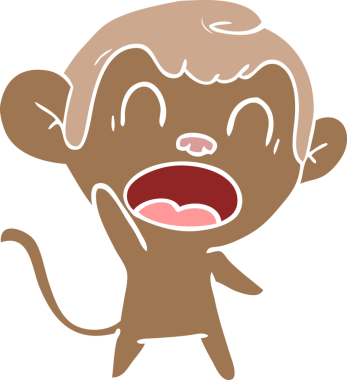 Bir insan tarafından çizilmiş düz renkli çizgi film maymunu