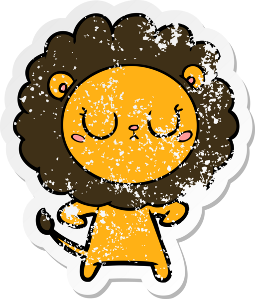 Bir insan tarafından çizilmiş karikatür aslanının sıkıntılı çıkartması.