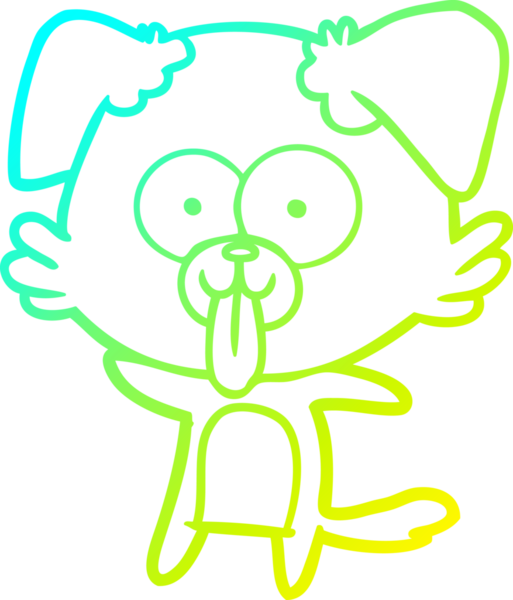 Bir insan tarafından çizilmiş dilli çizgi film köpeği çizimi.