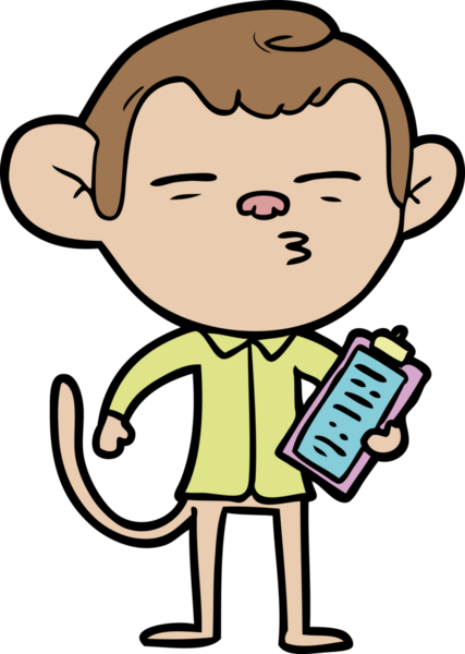 Bir insan tarafından çizilmiş bir ofis maymunu.