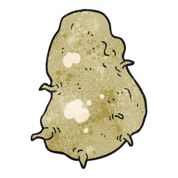 Bir insan tarafından çizilmiş el yapımı çizgi film patatesi.