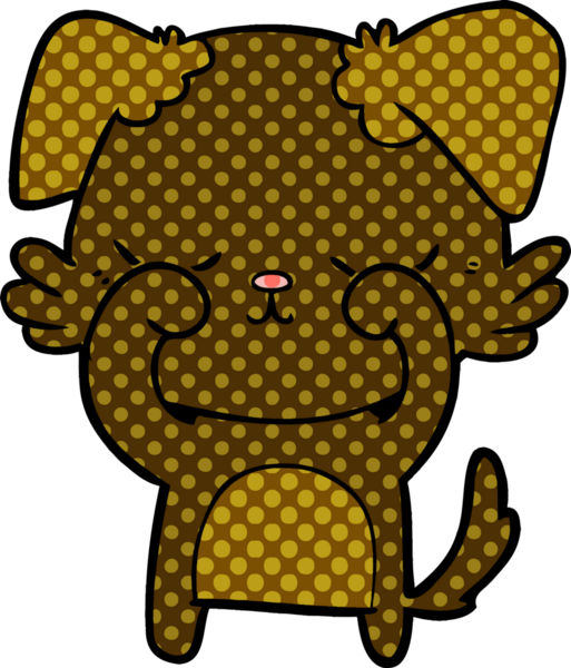 Bir insan tarafından çizilmiş şirin bir çizgi film köpeği.