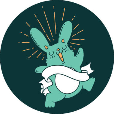 Bir insan tarafından çizilmiş zıplayan tavşan dövmesi ikonu.