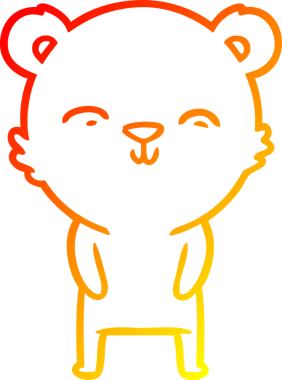 Bir insan tarafından çizilmiş mutlu çizgi film ayısının sıcak çizgi çizimi