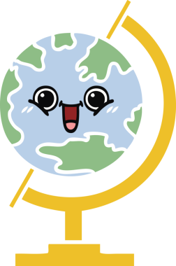 Bir insan tarafından çizilmiş dünyanın düz renkli retro karikatürü