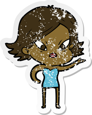 Bir insan tarafından çizilmiş stresli bir karikatür çıkartması.