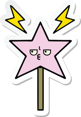 Bir insan tarafından çizilmiş şirin bir çizgi film sihirli değneğinin çıkartması.