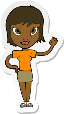 Bir insan tarafından çizilmiş bir karikatür kadının çıkartması.