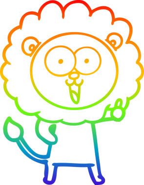 gökkuşağı gradyanı çizimi bir insan tarafından çizilmiş mutlu bir karikatür aslanı