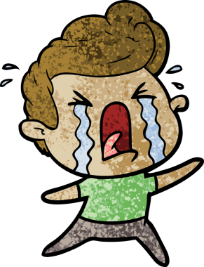 Bir insan tarafından çizilmiş ağlayan bir karikatür.