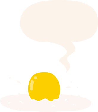 bir insan tarafından çizilmiş, konuşma baloncuklu kızarmış yumurta.