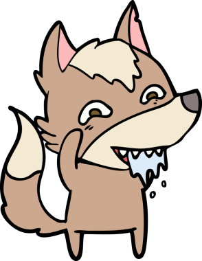 Bir insan tarafından çizilmiş aç kurt çizgi filmi.