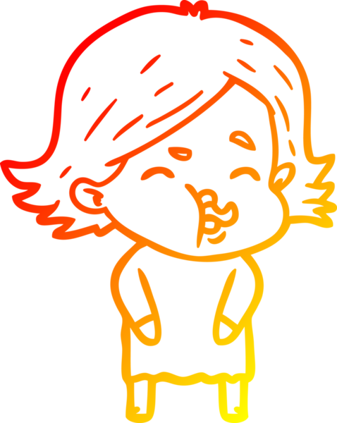 Bir insan tarafından çizilmiş bir çizgi film kızının sıcak çizgi çizimi.