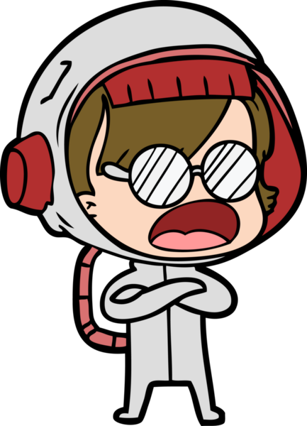 Karikatür astronot kadın bir insan tarafından çizilmiş.