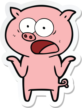 Bir insan tarafından çizilmiş domuz çizgi filmi etiketi.