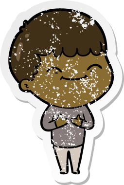 Bir insan tarafından çizilmiş mutlu bir çocuğun sıkıntılı çıkartması.