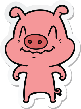 Bir insan tarafından çizilmiş sinirli bir domuzun çıkartması.