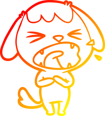 Bir insan tarafından çizilmiş sevimli bir köpeğin sıcak çizgi çizgisi.