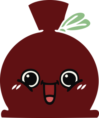 Bir insan tarafından çizilmiş bir çuvalın düz renkli retro karikatürü