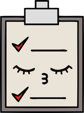 Bir insan tarafından çizilmiş kontrol listesinin sevimli karikatürü