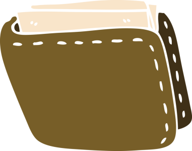 Bir insan tarafından çizilmiş eski deri cüzdan.