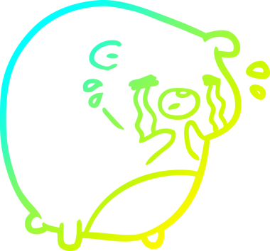 Bir insan tarafından çizilmiş ağlayan bir ayının soğuk gradyan çizgisi