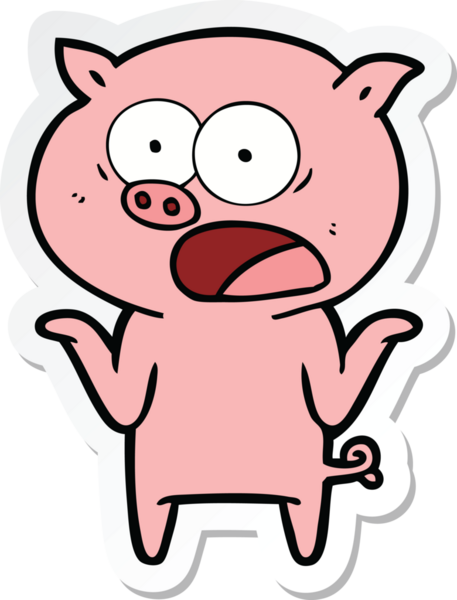 Bir insan tarafından çizilmiş domuz çizgi filmi etiketi.