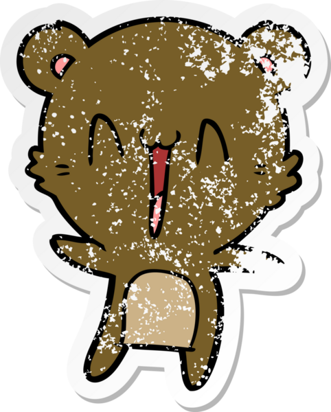 Bir insan tarafından çizilmiş mutlu ayı karikatürünün sıkıntılı çıkartması.