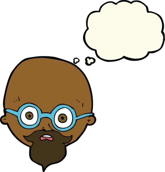 Bir insan tarafından çizilmiş düşünce balonlu sakallı bir adam.