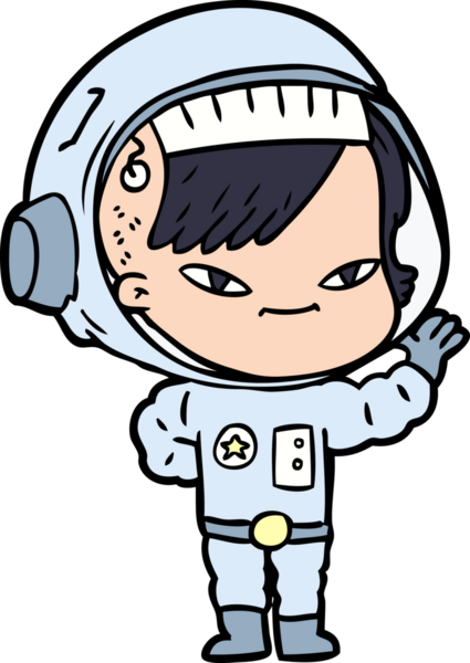 Bir insan tarafından çizilmiş astronot kadın.