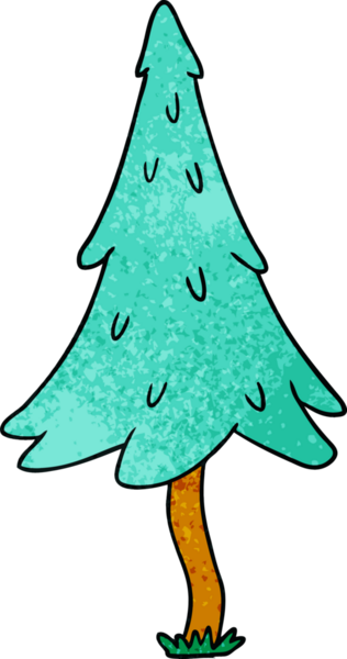 Ormanlık çam ağaçlarının insan eliyle çizilmiş karikatürü.