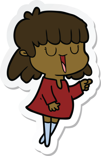 Bir insan tarafından çizilmiş bir karikatür kadının çıkartması.