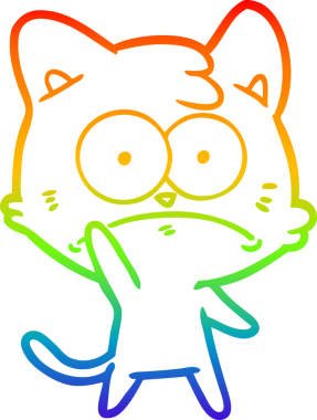 Gökkuşağı gradyan çizgi çizimi Bir insan tarafından çizilmiş gergin kedi