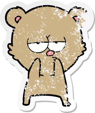 Bir insan tarafından çizilmiş sıkılmış bir ayı çizgi filminin sıkıntılı çıkartması.