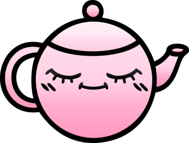 Bir insan tarafından çizilmiş bir çaydanlığın gölgelenmiş karikatürü.