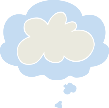 insan tarafından çizilmiş düşünce baloncuklu karikatür dekoratif bulut sembolü.