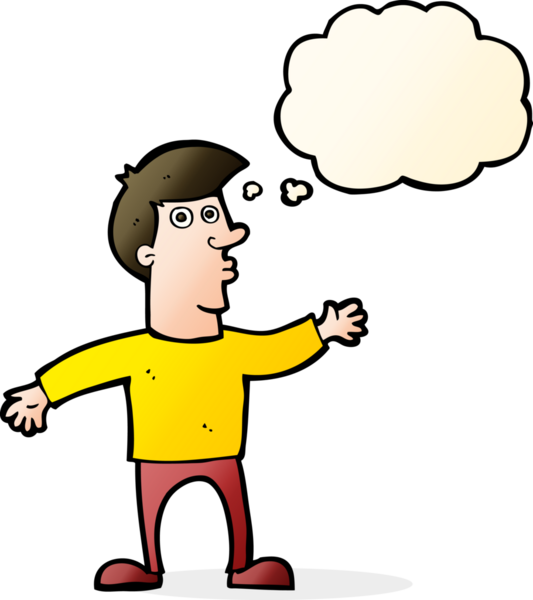 Bir insan tarafından çizilmiş düşünce balonlu endişeli bir adam.