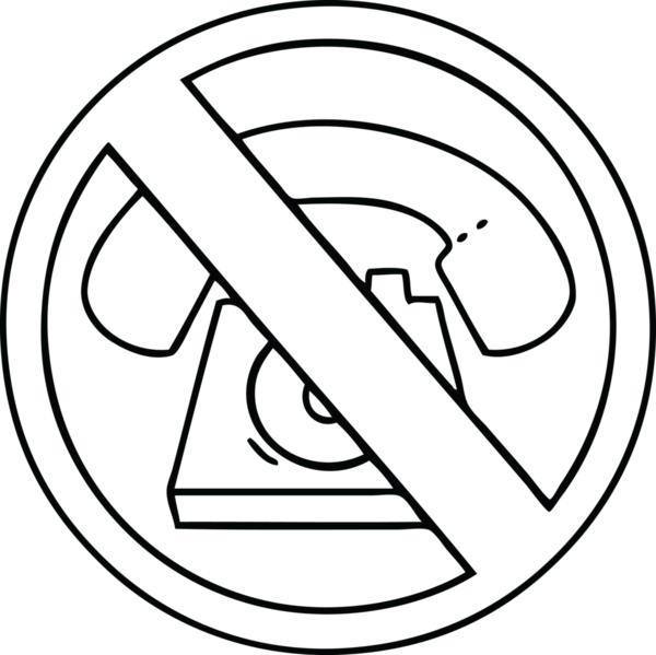 Bir insan tarafından çizilmiş işaretlere izin verilmeyen telefon çizgi filmi