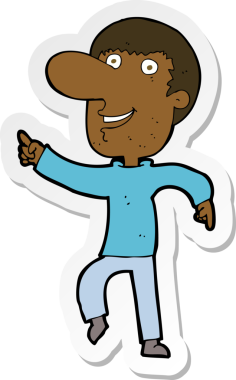 Bir insan tarafından çizilmiş mutlu bir adamın çizdiği karikatür çıkartması.