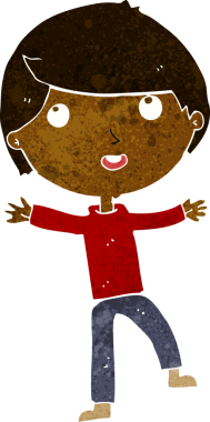 Bir insan tarafından çizilmiş mutlu çocuk çizgi filmi.