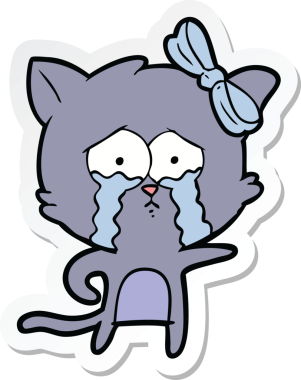 Bir insan tarafından çizilmiş çizgi film kedisinin çıkartması.