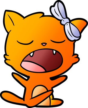 Bir insan tarafından çizilmiş esneyen kedi çizgi filmi.