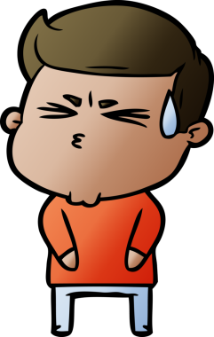 Bir insan tarafından çizilmiş terleyen çizgi film adamı.